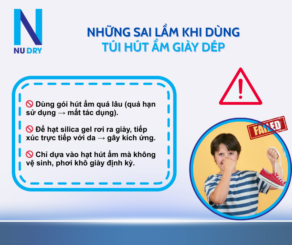 Những sai lầm khi dùng hạt hút ẩm giày