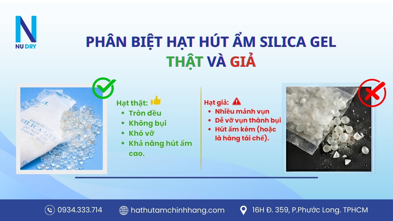 Phân biệt hạt hút ẩm Silicagel thật và giả